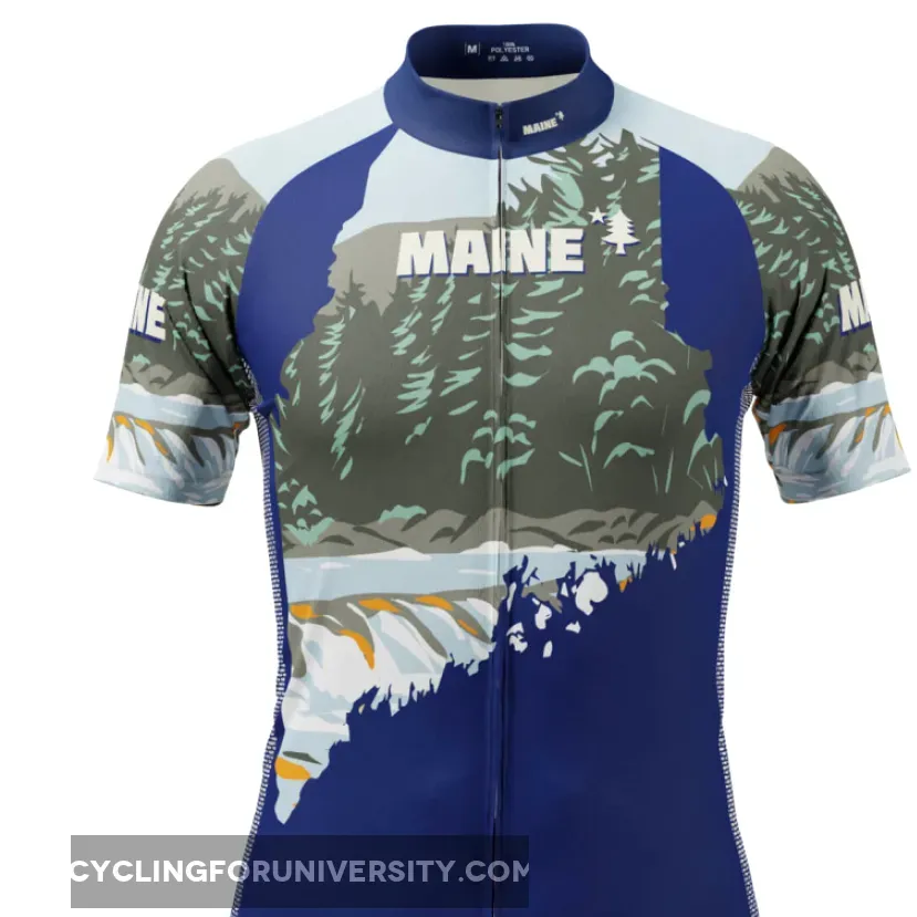 Men's Maine State Flag Short Sleeve Cycling Jersey