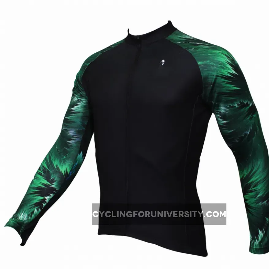 Green Cool Graphic Arm Men's Cycling Long-sleeve Black Jerseys NO.364