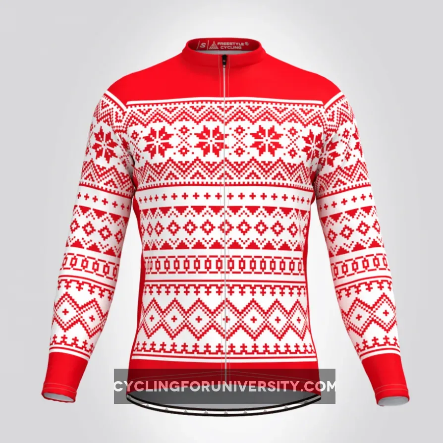 Classic Ugly Christmas sweater Men's LS Cycling Jersey - Red