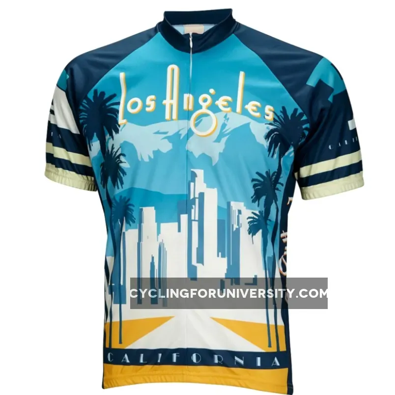 Los Angeles Skyline Short sleeve 19" zip men's cycling jersey