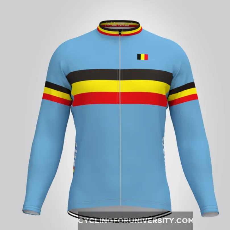 Belgium National Flag Men's Long Sleeve Cycling Jersey