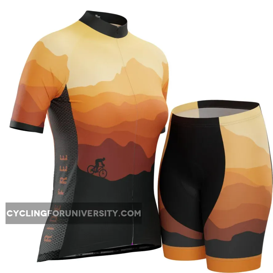 Women's Ride Free Sunset Short Sleeve Cycling Kit