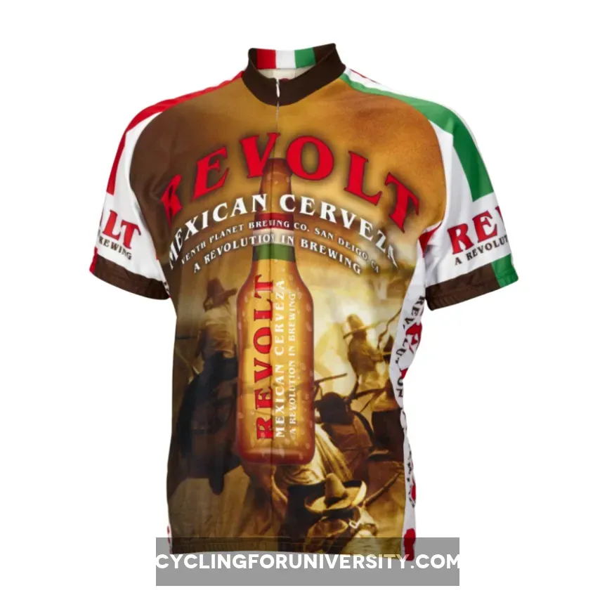 Revolt Mexican Cerveza Beer Short sleeve 16" zip men's cycling jersey