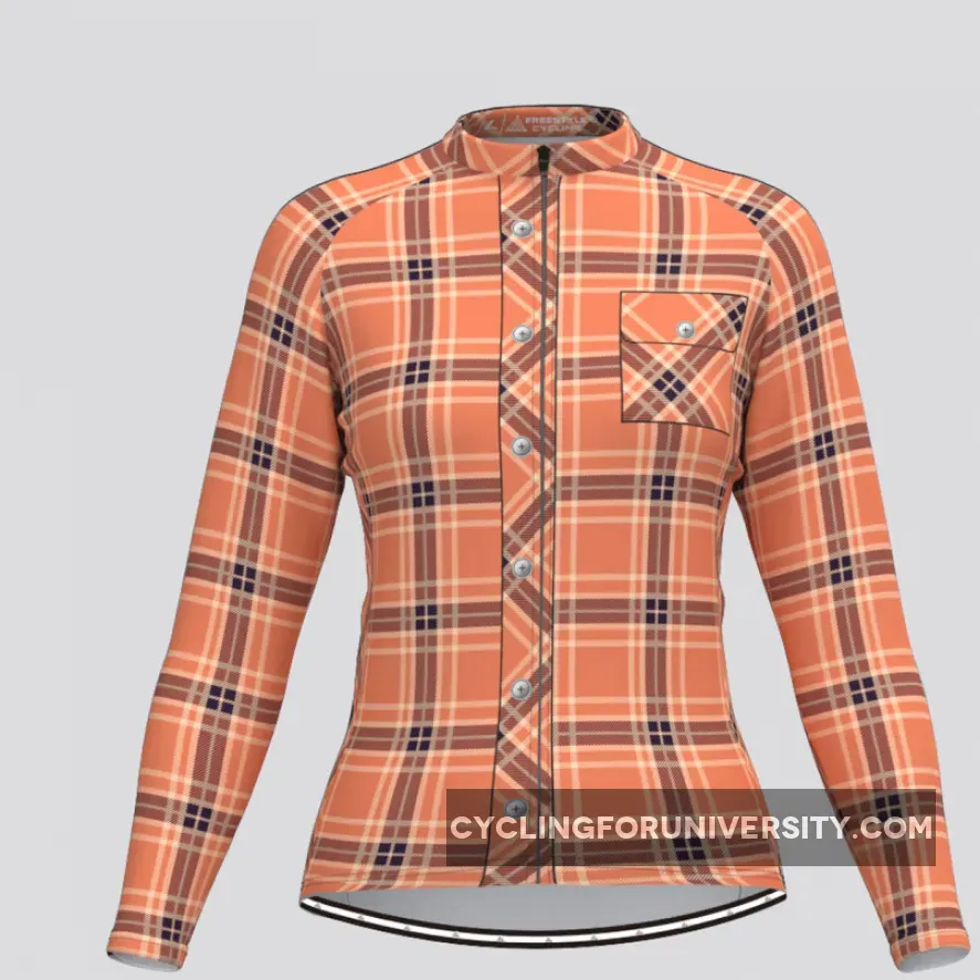 Plaid Checkered Shirt V31 Women's LS Cycling Jersey Online