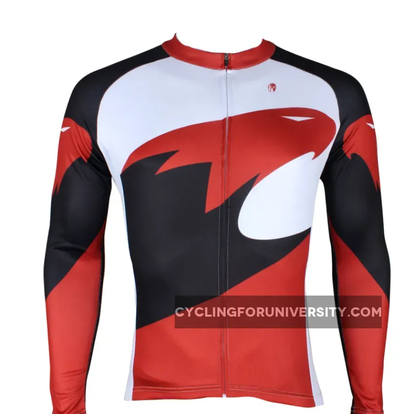 Hot Sale Outdoor Cycling Clothing White and Red Cycling Jersey Wholesale Men's Long-sleeved Jersey for Spring and Summer Red,Black and White Bike Jersey(velvet) NO.172