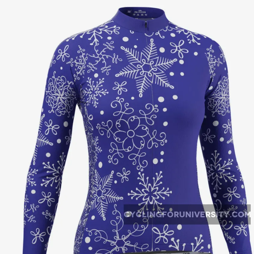 Women's Festive Snowflake Long Sleeve Cycling Jersey Outlet