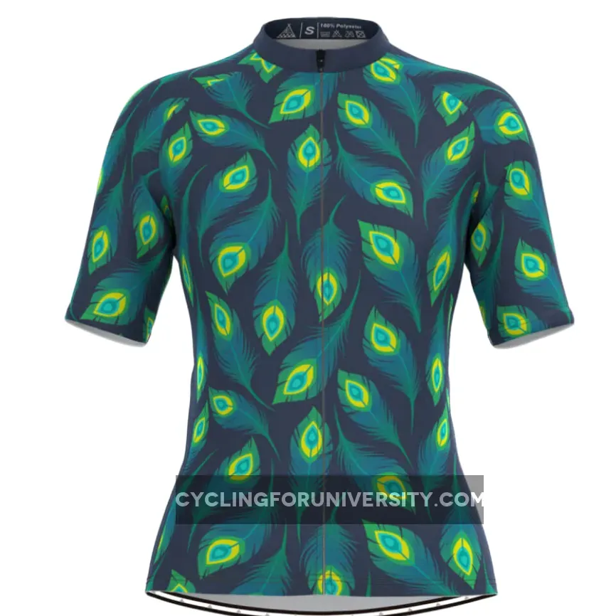 Women's Allover Peafowl Feather Print Cycling Jersey