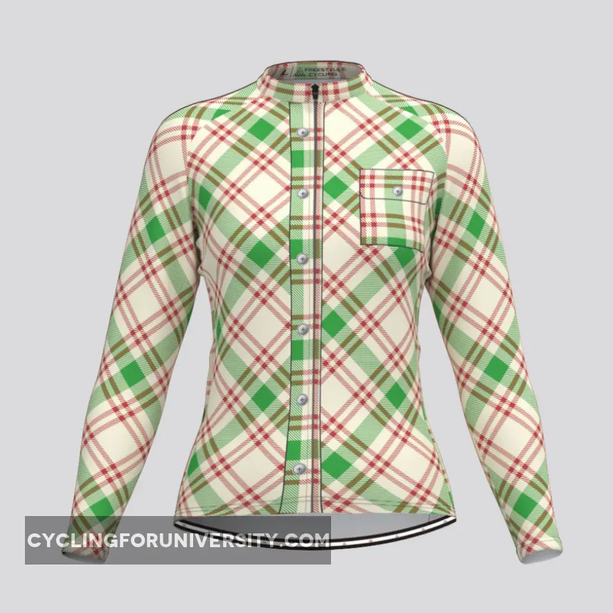Plaid Checkered Shirt V26 Women's LS Cycling Jersey