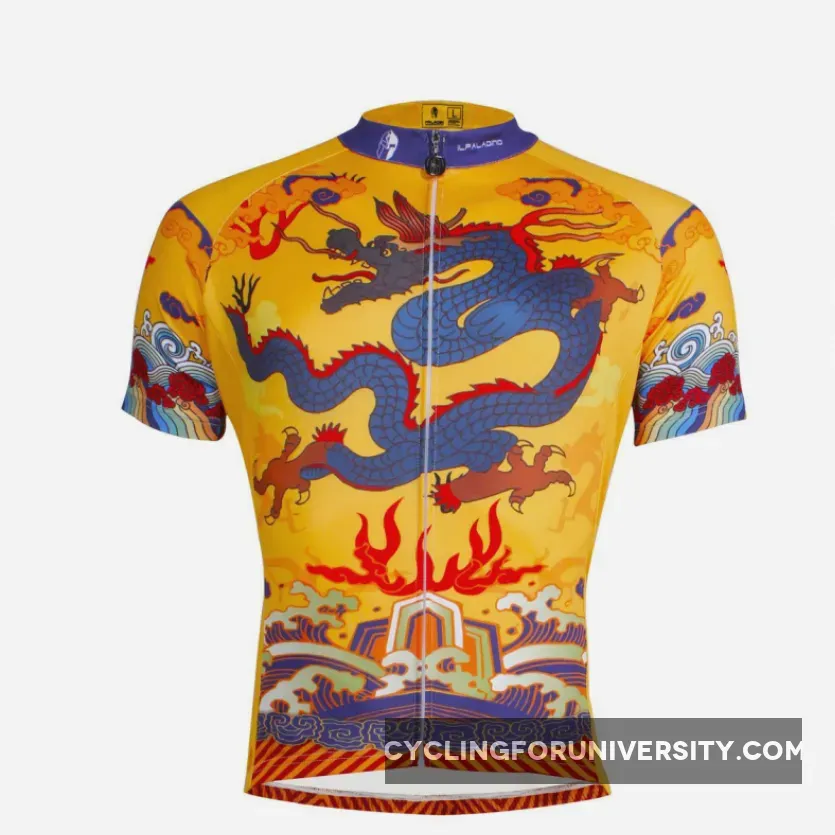 ILPALADINO Men's Cycling Jersey Dragon Imperial Robes Pattern MTB Mountain Bike Jersey for Summer Comfortable Bike Shirt Short Sleeve Outdoor Riding Clothes NO.634