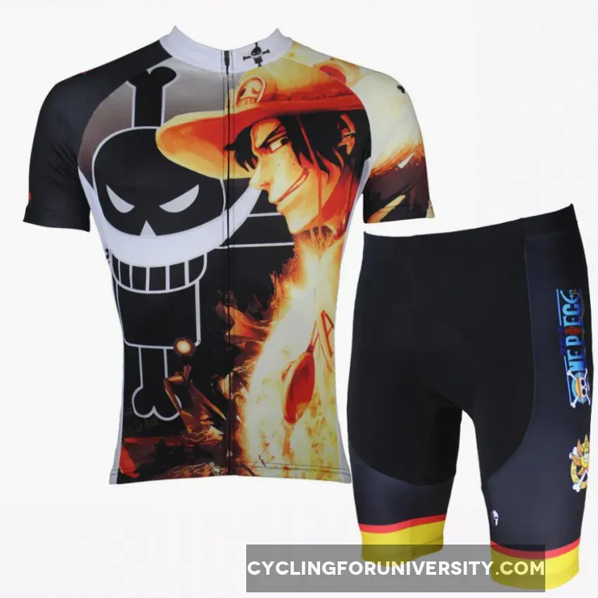 ONE PIECE Series Men's Short-sleeve Cycling Suit Team Jacket T-shirt Summer Suit Spring Autumn Clothes Sportswear Cartoon World Anime Animation Ace/Luffy/Zoro/Chopper/Brook/Usopp/Sanji/Franky