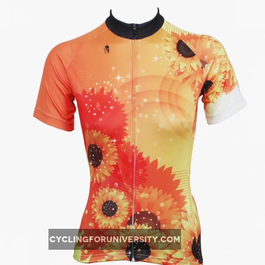 Sunflower Orange Women's Quick Dry Short-Sleeve Cycling Jersey and Orange Biking T-shirt 509