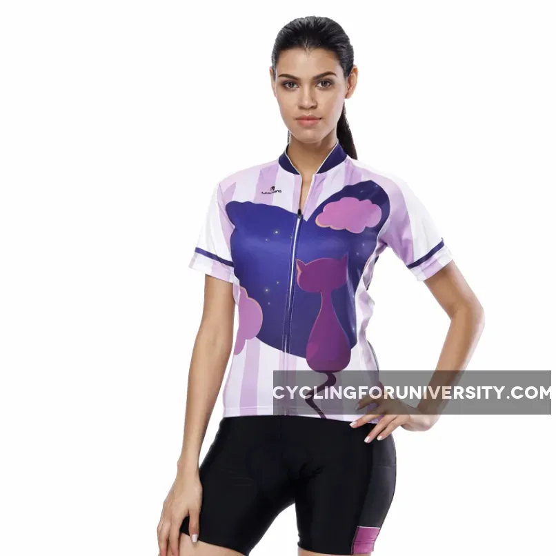 Cat Night Women's Cycling Short-sleeve Bike Jersey/Kit T-shirt Summer Spring Road Bike Wear Mountain Bike MTB Clothes Sports Apparel Top / Suit NO. 808