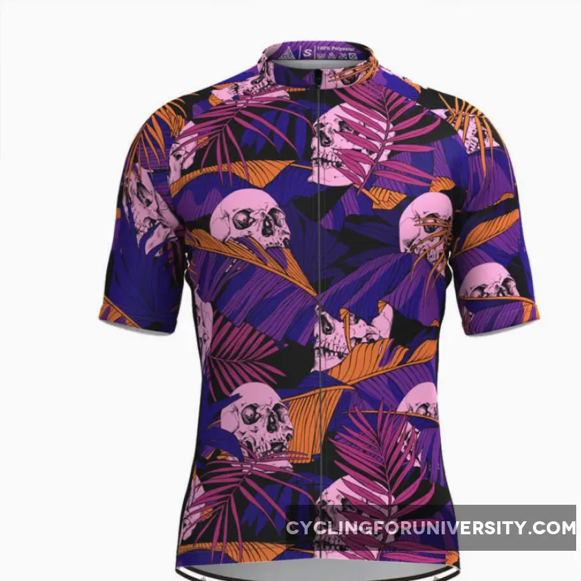 Men's Tropical & Skull Print Hawaiian Cycling Jersey Outlet