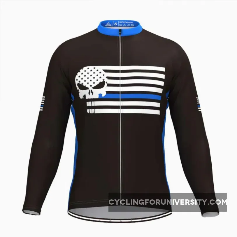 Punisher USA Blue Flag Men's Long Sleeve Cycling jersey