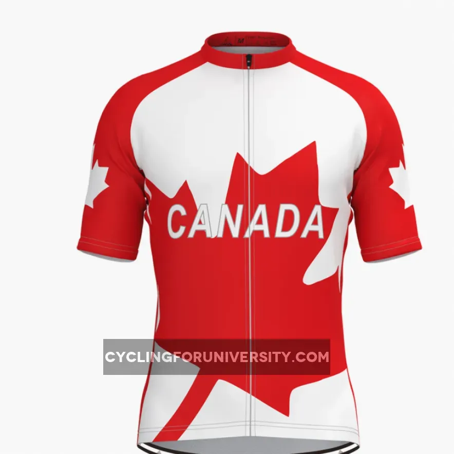 Canada Maple leaf Short Sleeve Men's Cycling Jersey White Red