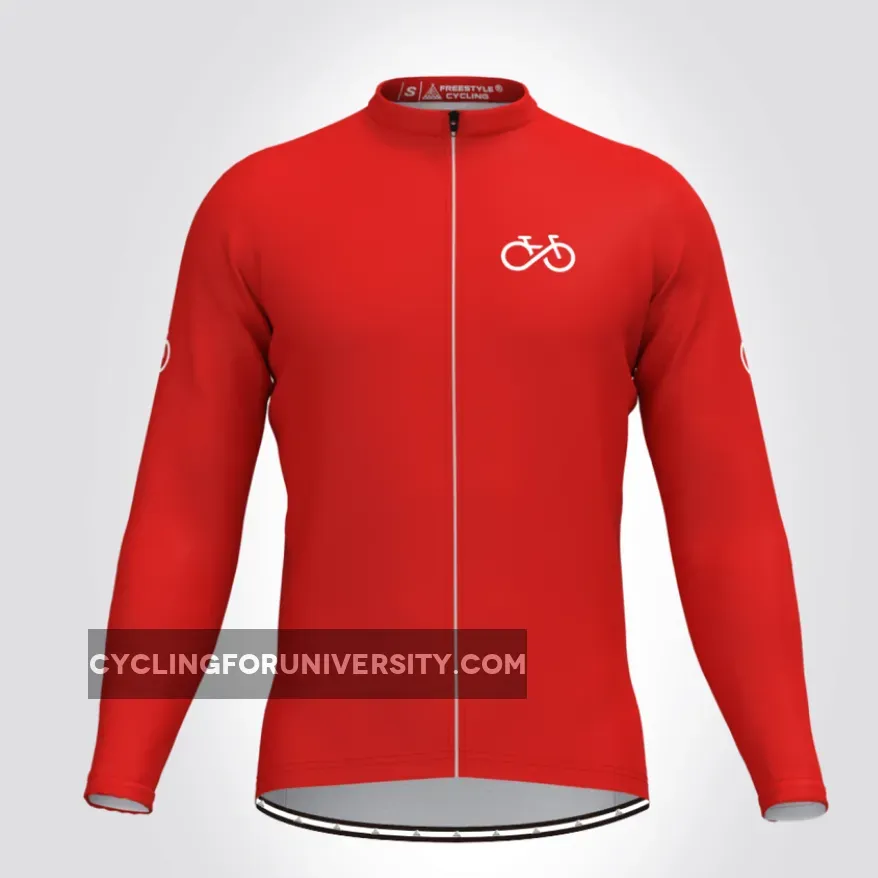 Ride Forever Men's LS Cycling Jersey - Red For Sale