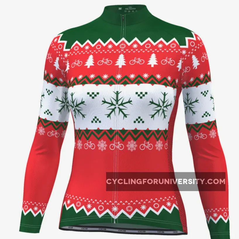 Women's Ugly Christmas Sweater Long Sleeve Cycling Jersey #Women Ugly