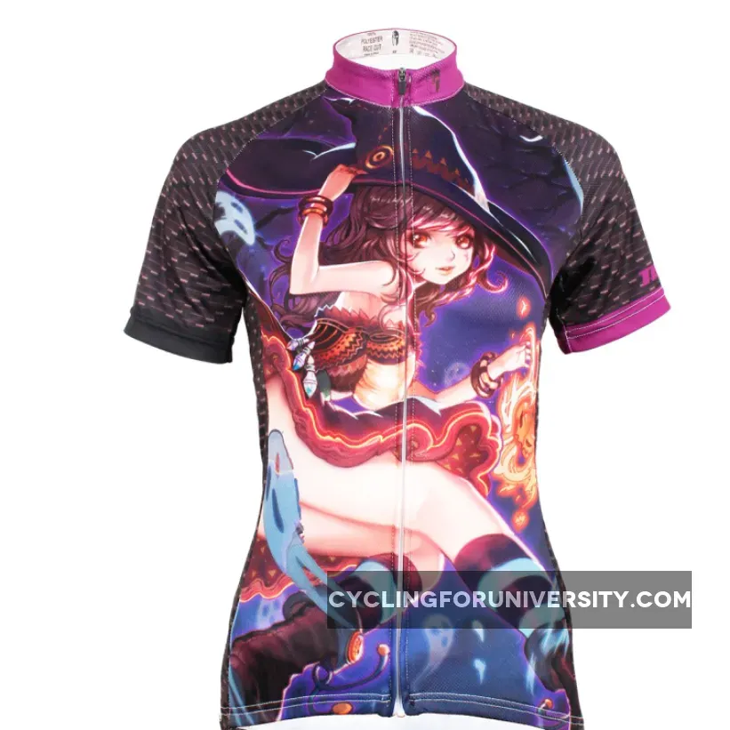 ILPALADINO Animation Game Character Girl Lovely Witch Woman's Short-Sleeve Cycling Jersey Summer Biking Wear Breathable Outdoor Sports Gear Leisure Biking T-shirt Sports Clothes NO.581
