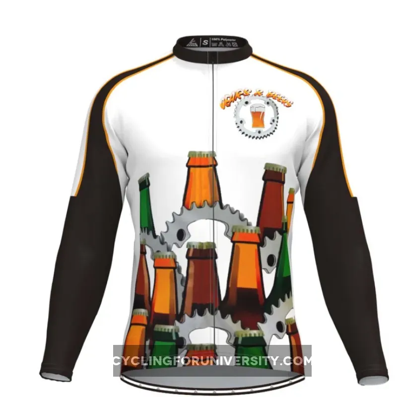 Gears & Beers Men's Long Sleeve Cycling Jersey Brand New