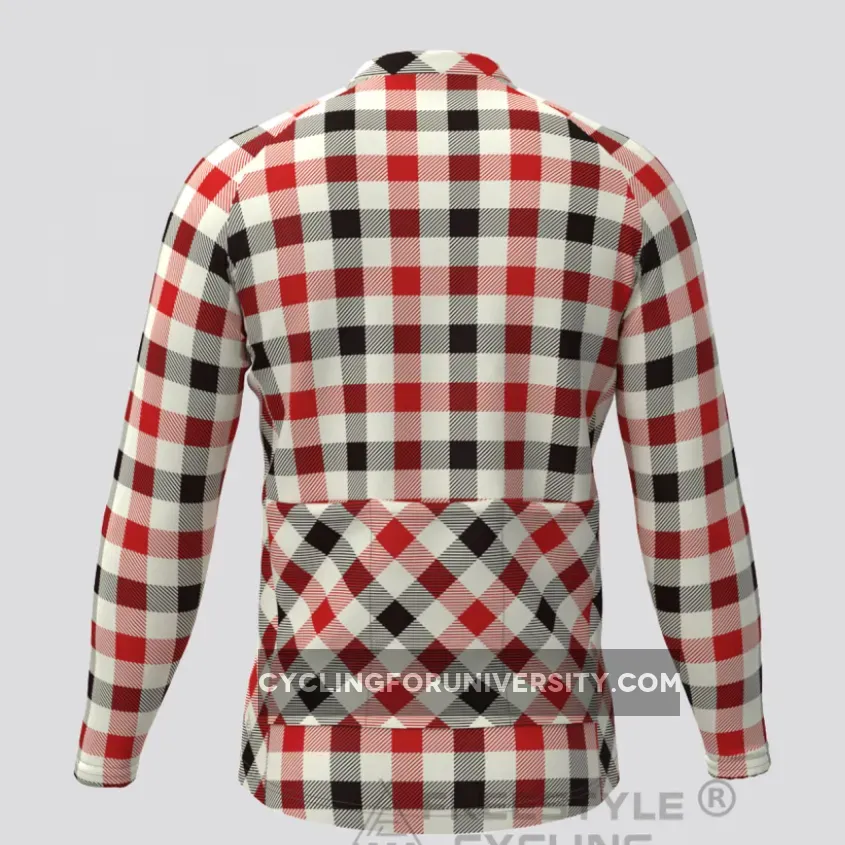 Plaid Checkered Shirt V6 Men's LS Cycling Jersey Outlet