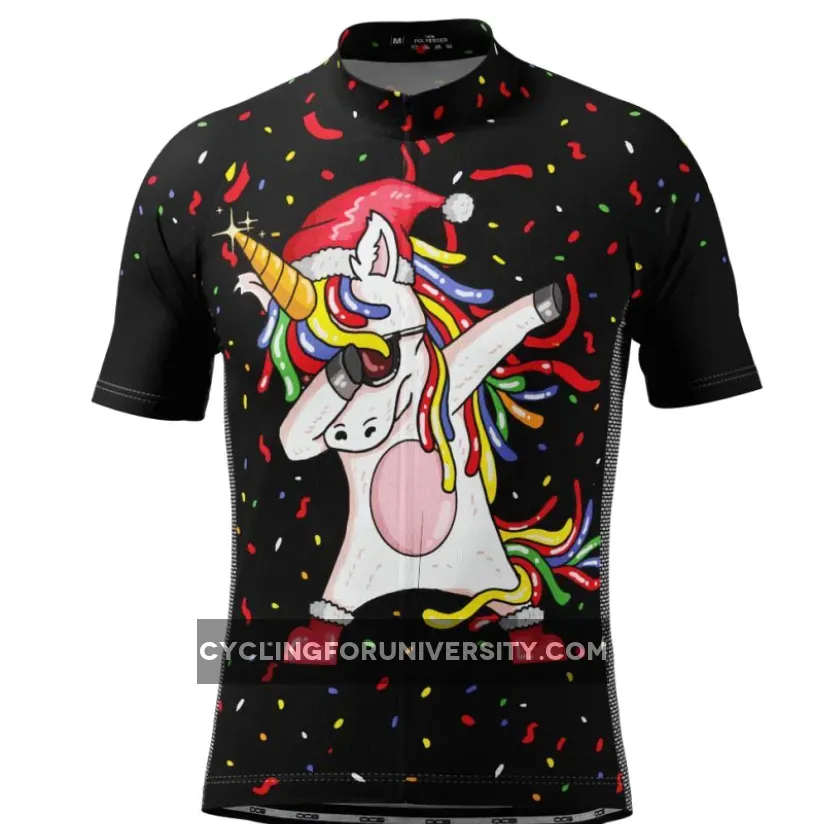 Men's Dabbing Santa Unicorn Short Sleeve Cycling Jersey